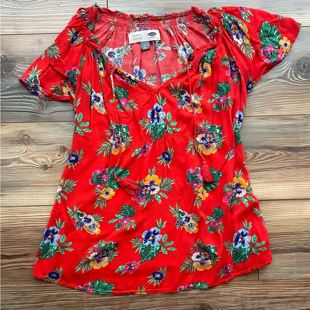 Women’s Maternity Old Navy Orange Floral Blouse (Sz M)